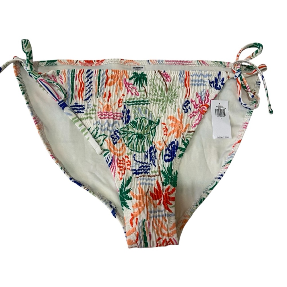 Old navy large textured tropical mid rise string bikini bottoms